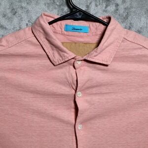 Drumohr Shirt Mens Large Pink Cotton Linen Long Sleeve Preppy Made In Italy